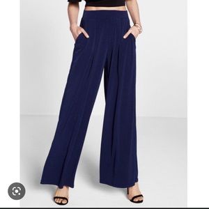 Express wide leg high waisted jersey knit dark blue dress pant XS